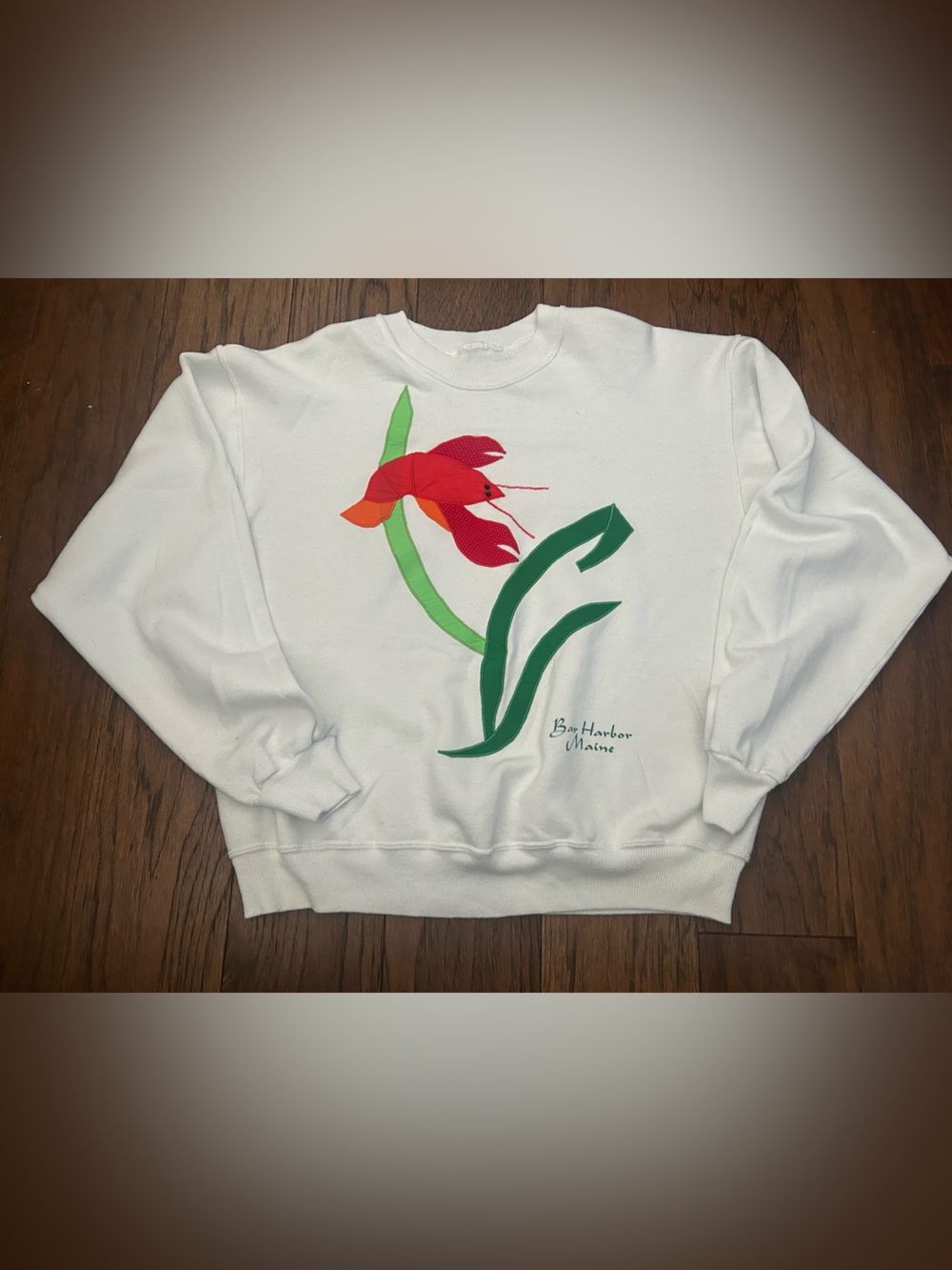 Vintage Bar Harbor Maine Lobster Patchwork Applique Graphic Sweatshirt-see size